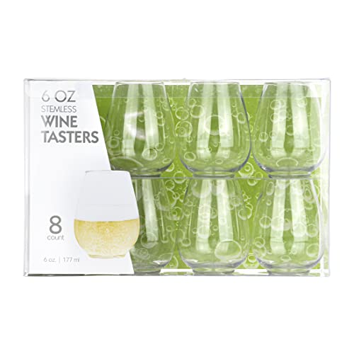 Plastic Pro Weingläser ohne Stiel aus transparentem Kunststoff, 6 Stück, 170 ml, für Partys Cover