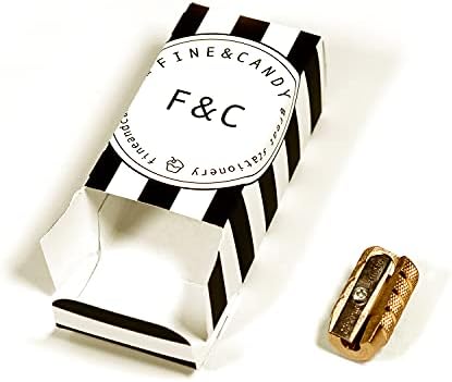 Fine&Candy - Brass Pencil Sharpener with Single Hole, Sharpener for Pencils, Robust and Quality Blade, Gold