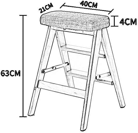 OKUOKA Outdoor Home Dual-Purpose Step Stool,3-Step Ladder Foldable-Kitchen Chair Portable Ladder +,Color Step Ladder,Wood Color