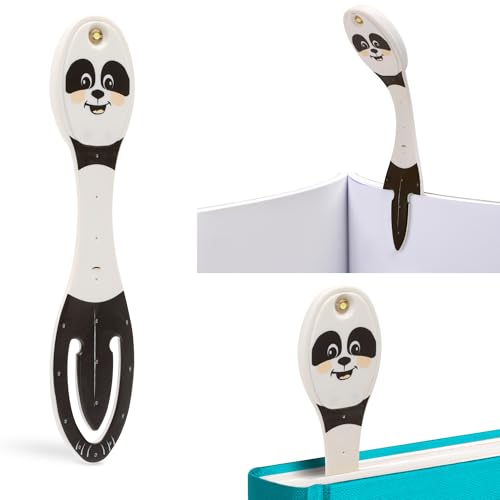 Image of Gifts for Readers & Writers Book Light, Clip On Reading Light for Bed, 2in1 Flexilight & Bookmark, Small & Lightweight with a Soft Glow, 2 Batteries Included, Panda