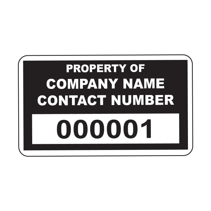 1000 Black Personalised Asset Tag Labels Custom Stickers- 38mm x 20mm Permanent Vinyl Labels - Simple to Customize