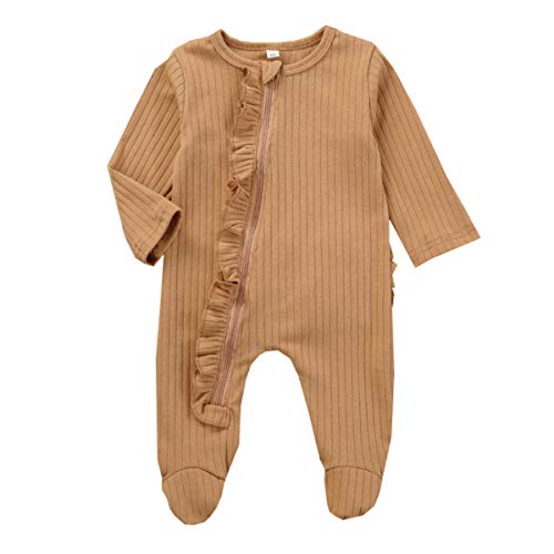 Image of Kuriozud Newborn Baby Girl Boy Footie Romper One Piece Jumpsuit Sleeper Infant Clothes