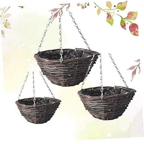 Yardenfun ZUFH4F7L303621P7029 3Pcs Rattan Flower Pot Planting Basket Flower Arrangement Basket Hanging Basket Hanging Baskets For Plants Outdoor Vintage Home Decor Indoor Hanging Planters Wicker Wall Baskets thumb #4