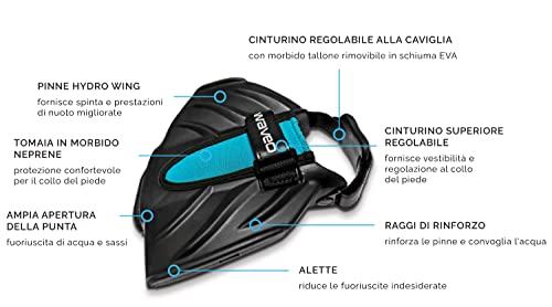 Aletas cortas ajustables Waveo Elite natación buceo S ergonómicas 5
