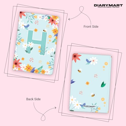 Image of Initial H Premium Soft Bound Notebook Diary for Girls and Women (B6, 90 GSM, 160 Ruled Pages) Floral Design Notebook Journal Diary