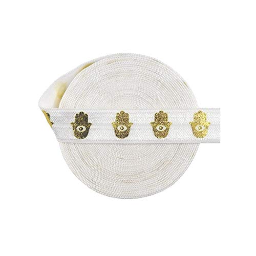 HANRUO 5 Mille 5/8"15mm Eye Main Feuille d'impression pli sur élastique Spandex Satin Bandeau de Bandeau (Color : Blanche)