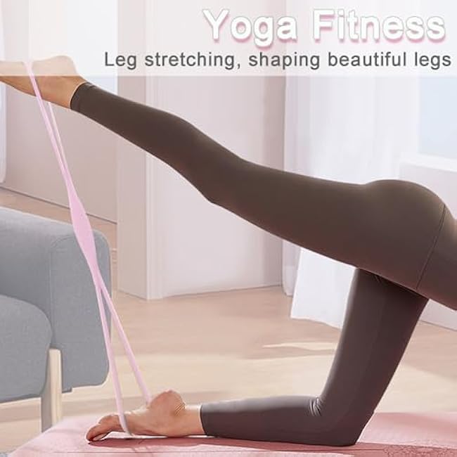 Figure 8 Resistance Band for Women, 25lb Resistance Bands for Working Out, Arm Stretch Bands for Back Shoulder, Portable Fullbody Yoga Pulling Rope, Elastic Stretch Bands, Pink