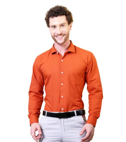 Image of CONTRARY Men's Pure Cotton Solid Stylish Casual & Formal Wear Shirt | Stylish Regular Fit Full Sleeve Comfortable Office Party Trendy Shirt - Multi Color