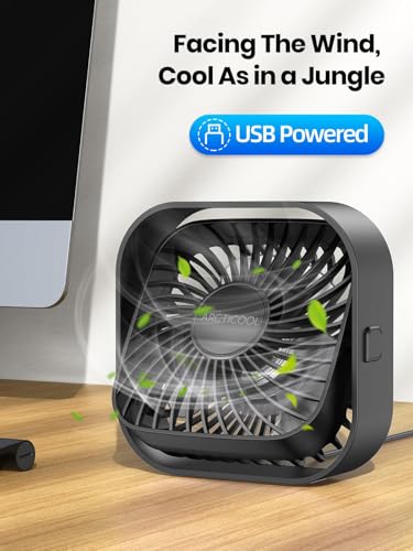 Image of ARCTICOOL Small Table Fan, Mini USB Desk Fan, Strong Airflow & Quiet, USB Powered, 3 Speeds Wind Small USB Fan for Desk, 360 Rotatable for Home Office Table Desktop (4 Inch)