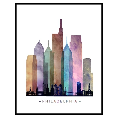 Philadelphia Skyline, Philadelphia Wall Art, Philadelphia Art Print, Watercolor Cityscape Print, Building Wall Decor, 8x10 Inch Unframed