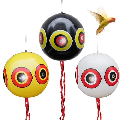 Norhogo Lot de 3 Ballon Anti-Oiseaux avec Yeux, Ballons répulsifs Anti-Oiseaux, effaroucheur d'oiseaux, répulsif pour Pigeons, dissuasif pour Pigeons avec...