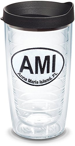 Tervis 1170903 Florida - Anna Maria Island Insulated Tumbler with Emblem and Black Lid 16oz, Clear