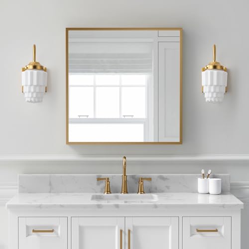 Image of Gold Wall Sconces, 1-Light Modern Sconce Wall Lighting Fixtures with Milky White Glass Shade, Brushed Wall Lamp for Living Room, Bedroom, Bathroom (Gold, 1 Pack)
