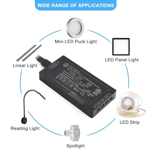 Image of VST LED Power Supply, 100V-240V AC to 12V 22W DC, Low Voltage Transformer with 12V JST Ports, Control Unit for Strip and Under Cabinet Lights, ETL Listed, Black