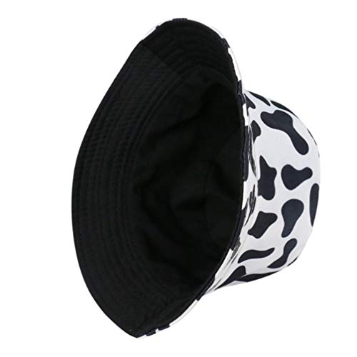 KESYOO Chapéu Balde Feminino Preto Branco e Preto Pescador Chapéu de Proteção Solar de Grão de Vaca