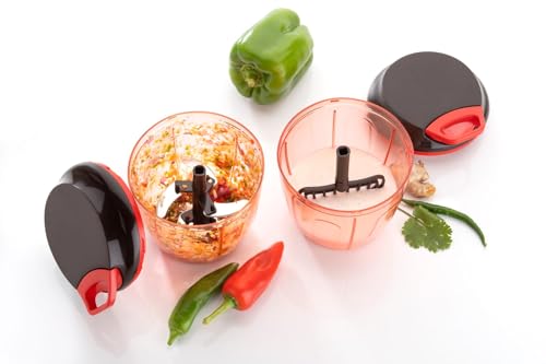 Image of Premium Smart Pull Chopper with 6 Stainless Steel Blades | Manual Vegetable Fruit Nut Onion Chopper & Hand Food Processor | Meat Grinder Mixer Slicer Shredder Salad Maker (Multicolor)