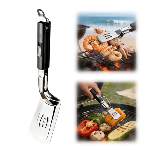 2026 New 5-in-1 Stainless Steel Grill Clamp & Spatula Tongs Professional Multi-Function Double Sided Spatula Turner with Anti-Scald Handle Cooking for Flipping Grilling Frying and Serving
