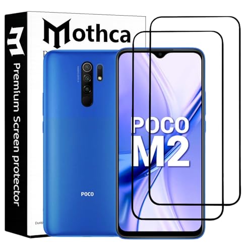 Image of Mothca Military-Grade Tempered Glass for Redmi 9 / 9T / 9 Power / 9 Prime /Poco M2 / Poco M3 with Edge to Edge Coverage - Case Friendly, Anti-Scratch & Bubble-Free Installation Kit (Pack of 2)