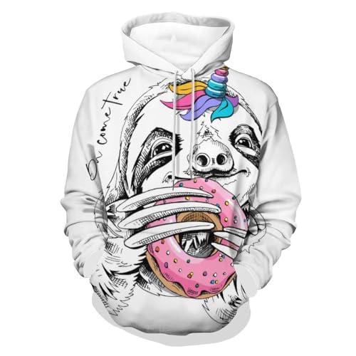 Hoodie paresse de la licorne unisex pull à capuche manche longue noir taille S