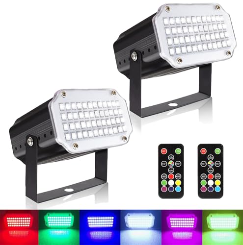 Halloween Strobe Light with Remote,JLPOW Sound Activated Mini LED Strobe Lights, Super Bright 48 RGB...