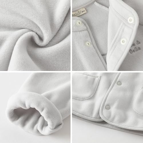 DAVE&BELLA Toddler Fleece Jacket, Baby Boys Girls Solid Button Polar Outerwear Spring Autumn Long Sleeve Warm Coat3