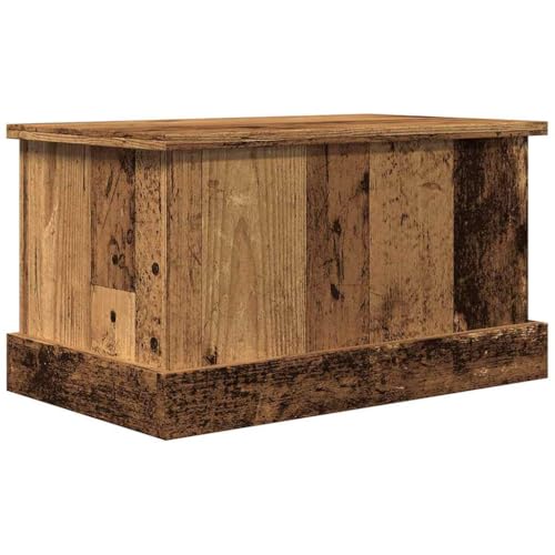Myheimly Truhe Aufbewahrungsbox mit Deckel, Auflagenbox Kiste mit Stauraum, Kissenbox Werkzeugkasten Spielzeugtruhe Altholz-Optik 30x50x28 cm Holzwerkstoff