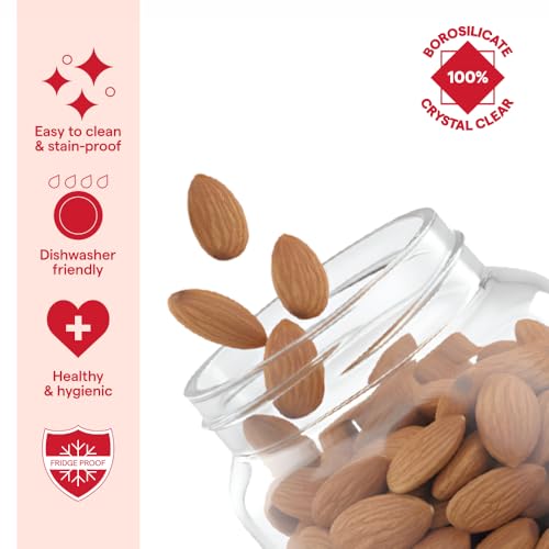 Image of Borosil Glass Jar with Acacia Wood Lid | Borosilicate Glass Storage Jar for Dry Fruits, Spices & Snacks | Airtight Glass Container for Kitchen & Pantry (Tallwood, 300 ml)