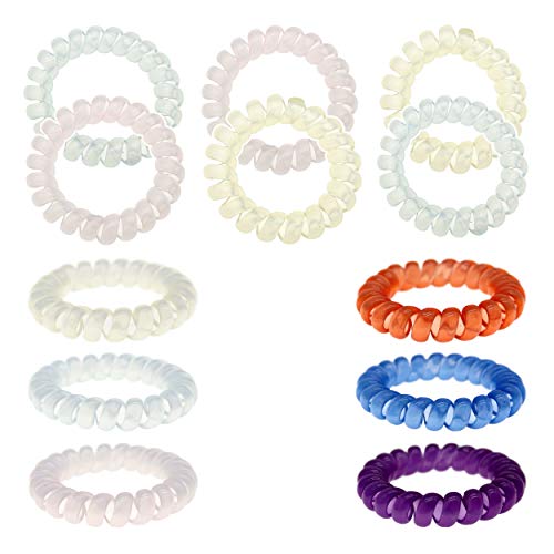 12 PCS UV Reactive Spiral Hair Coils for VSCO Girls, Color Changing Ponytail Spiral Coil Bracelets for Kids, VSCO Girl Stuff Cute Hair Accessories for Teens, Elastic Coil Hair Ties, Party Favors