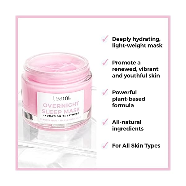 Teami Overnight Face Mask - Vegan and Organic Overnight Mask - Sleeping Facial Mask - Face Moisturizer and Hydrating Mask with Niacinamide and Vitamin C - Night Glow Face Mask Skincare