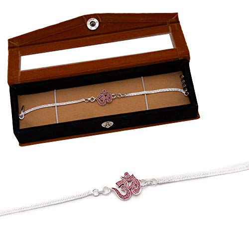 Image of Silver Bracelet Rakhi With Velvet Gift Box for Boys (Silver)
