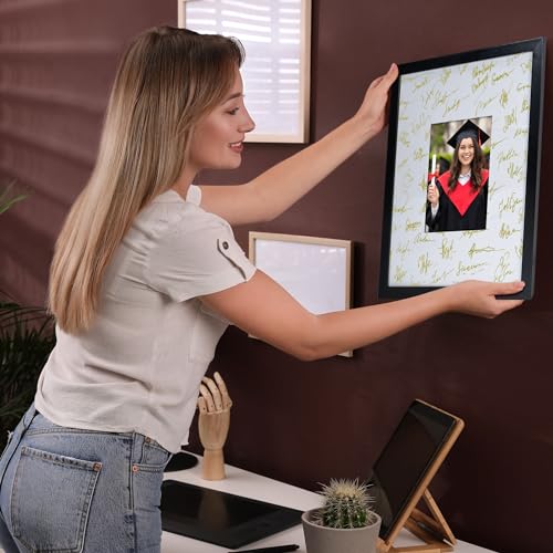 image for Vienrose 11x14 Wedding Signature Picture Frame with 5x7 Photos Mat, Gu