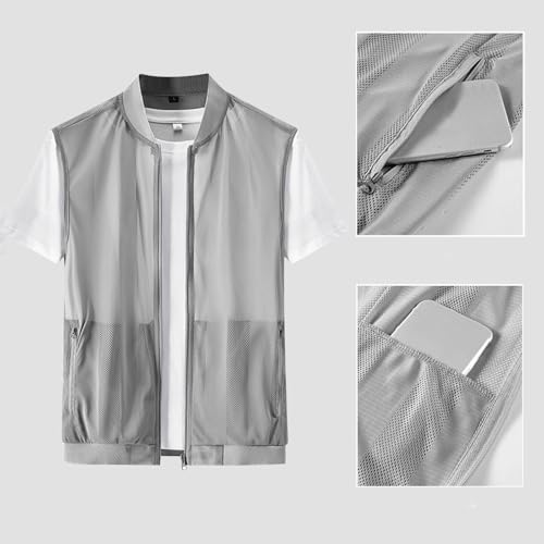 Men's Summer Casual Lightweight Breathable Mesh Vest Cycling Zip Utility Fishing Safari Travel Vests with Pockets2