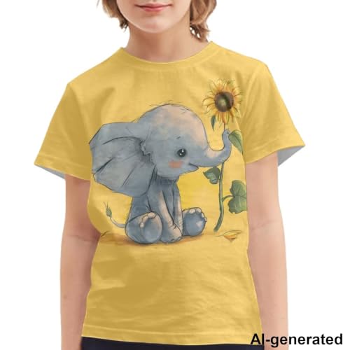 Image of Novelty 3D Graphic T Shirts for Kids Crew Neck Funny Animal Print Short Sleeve Girls Tshirts 3-16 Years