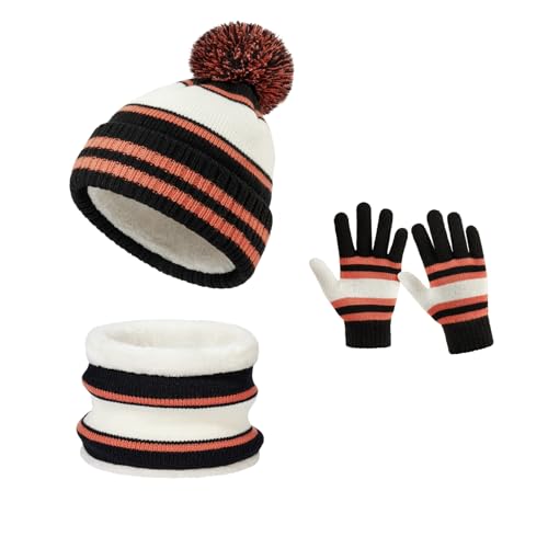 Bonnet tricoté enfant et gants antidérapants doublés polaire anti-froid