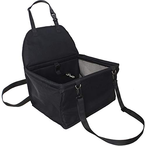 igadgitz Xtra U6960 - Siège Sac de Transport Chien Voiture Polyester, Protection Siege Voiture Chien et Animal de Compagnie, avec Ceinture de Sécurité/Laisse - Petit Chiens, Chats, Chiots - Noir Cover