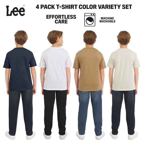 Lee Boys' 4 Pack Variety Super Soft Stretchable Tee Short Sleeve T-Shirt, Navy Collection Set, Small - image 4