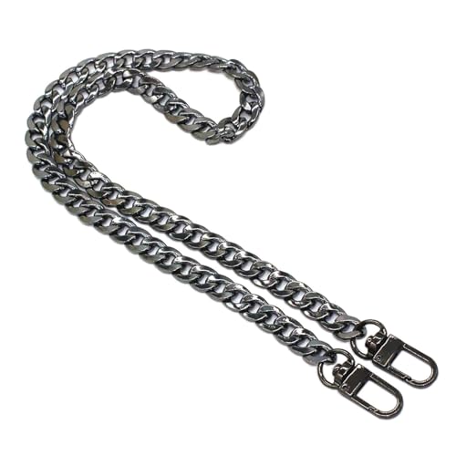 Image of Model Worker DIY Iron Flat Chain Strap Handbag Chains Purse Chain Straps Shoulder Cross Body Replacement Straps with Metal Buckles (23.6 inch, Gun-Black)