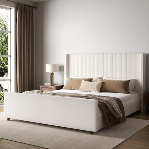 Konprosp King Size Bed Frame, Soft Platform Bed with 62"