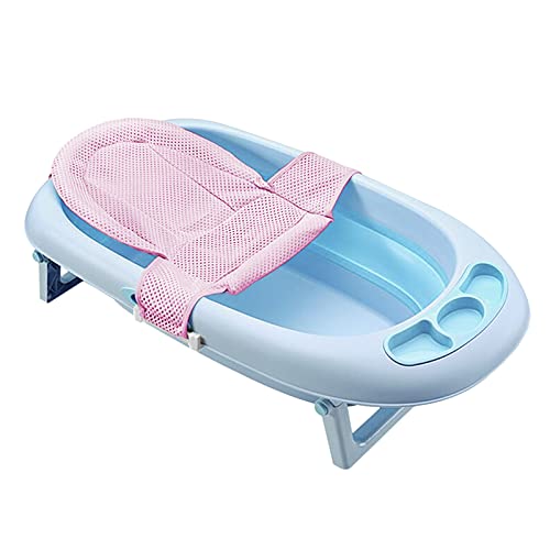 Image of RUIXIA Universal Adjustable Baby Bath Tube Support Mesh Net Soft Breathable Infants Shower Pad Bathing Mat 4-Points Anti-Slip Bathtub Seat with Sponge Cushion Age 0-36 Months, TPink, One Size