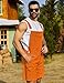 Bindefon Denim Overalls for Men Jeans Shorts Jumpsuit Work Bibs Coveralls with Zipper(Orange,M)