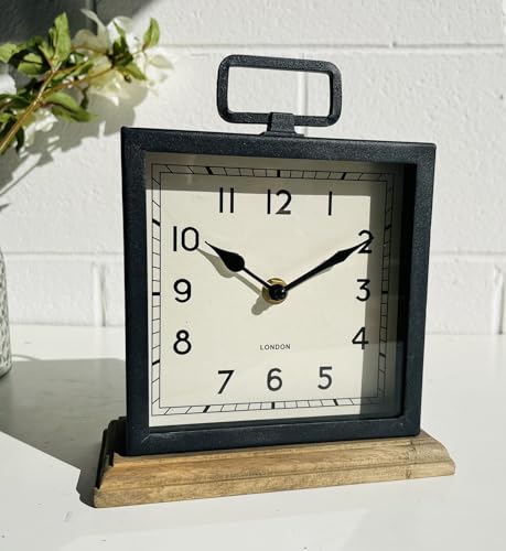 Mantle Clock Vintage Carriage Table Rustic Mantlepiece Living Room Small Black Clock 21cm