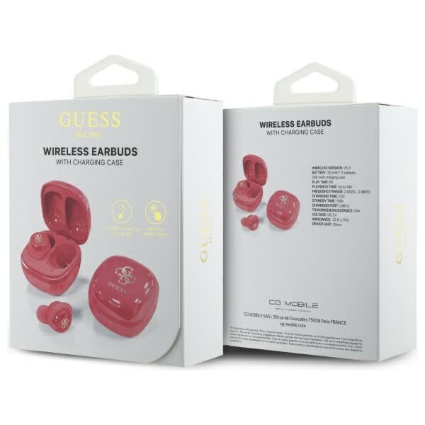 CG Mobile Guess Écouteurs Bluetooth TWS + Station d'accueil Iridescent 4G Imprimé Logo Fuchsia
