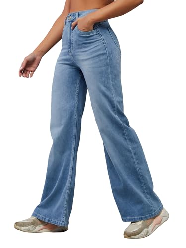 Image of Dolce Crudo Women's Wide-Leg High-Rise Stretchable Shaping Denim Jeans