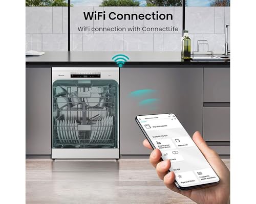 HS673C60WUK 16 Place Settings, Wifi enabled, Auto Dry, Invertor Technology, Quiet, Quick Wash, Eco Cycle, 3 Baskets, Full Size Freestanding White Dishwasher - C Energy (HxWxDcm) - 85x60x60 - Image 5