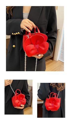 Fashion Crossbody Bag for Women, y2k Chic Trendy Designer Grunge Alt Shoulder Bag 2000s Sling Purse Floral Aesthetic (Red)2