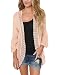 PRETTODAY Women's Loose Kimono Summer Cover up Tops 3/4 Sleeves Solid Color Casual Blouse
