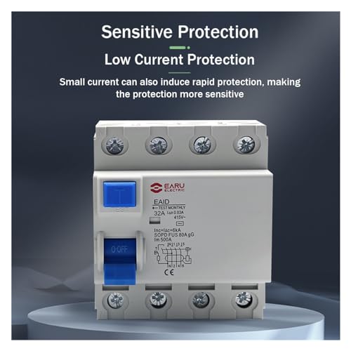 Disyuntor de Corriente Residual electromagnético AC415 4P 16A 63A con protector de fugas 30mA 7