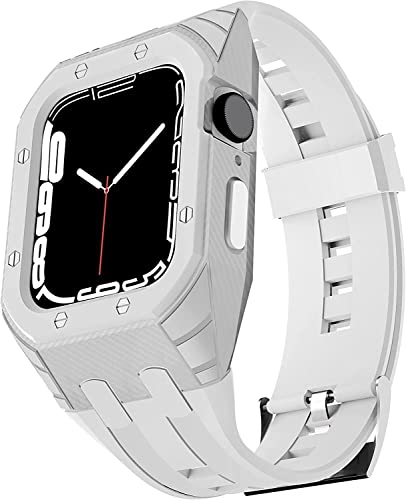 Bracelet de montre en caoutchouc avec boîtier PC compatible iWatch Series 8 7 6 SE