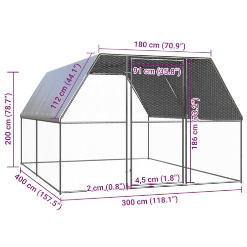 Cage à poules sécurisée anti-prédateur 3x4x2m avec toit - 6