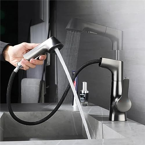 Robinet de lavabo extractible chrome mitigeur rotatif à 360 degrés